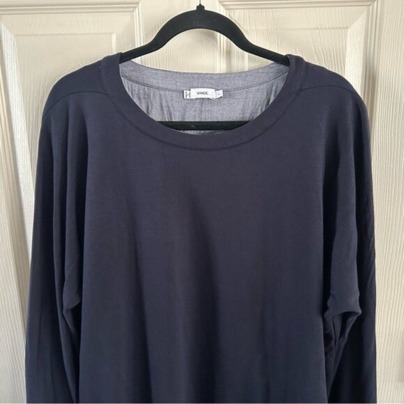 Vince Sz Small Navy Blue Double Layered Shirt - Picture 2 of 16